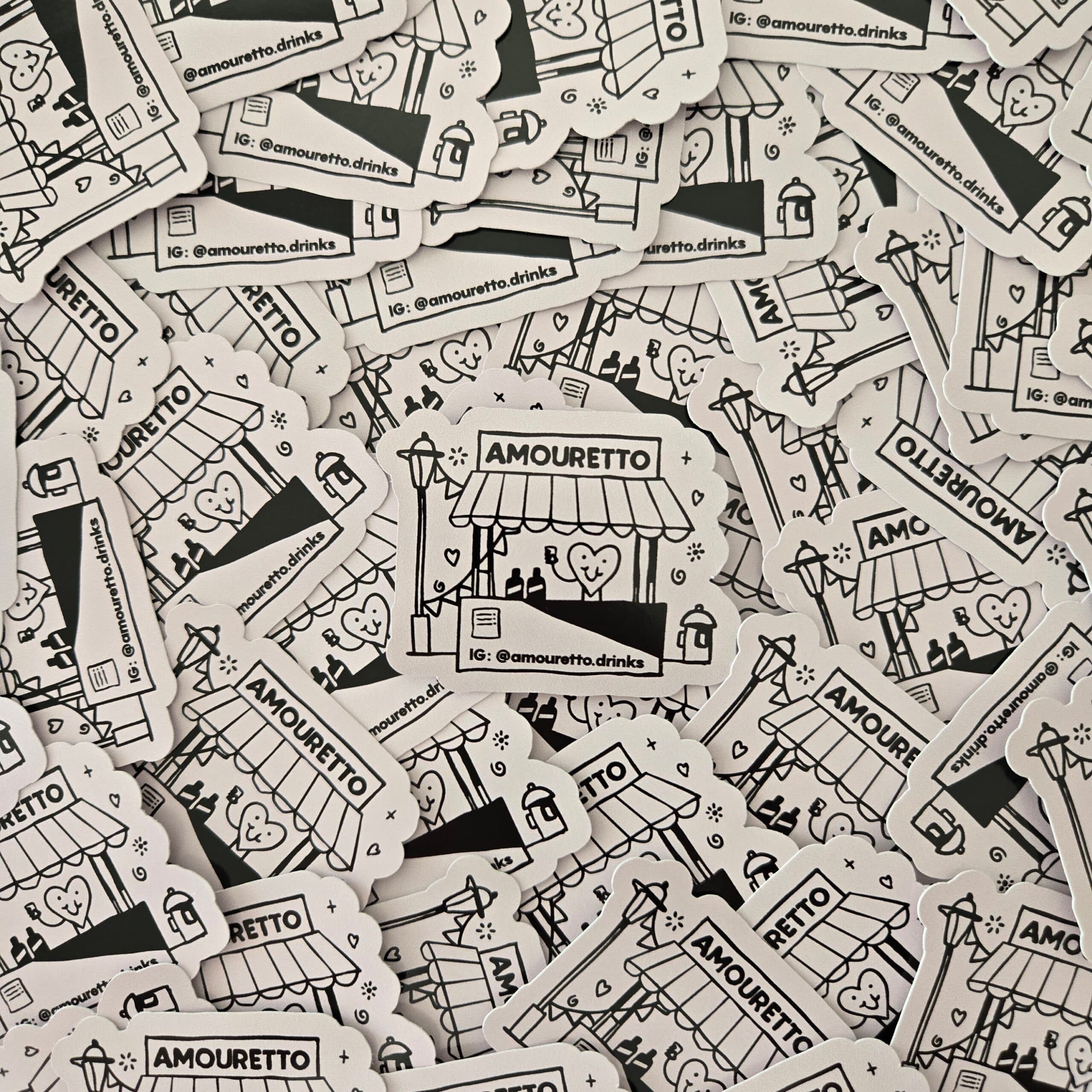 Custom stickers for Amouretto, printed by Altystick