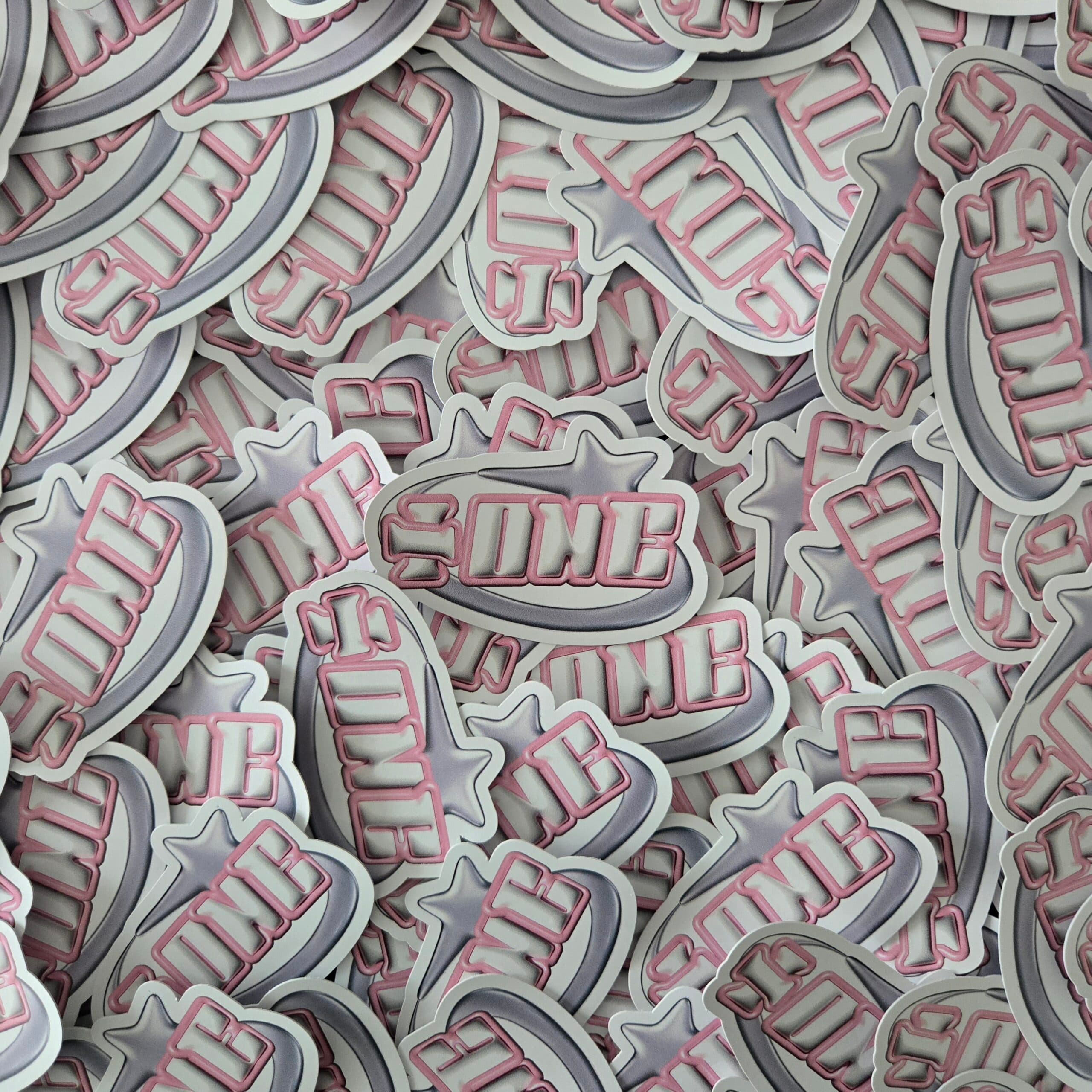 Custom stickers for +One, printed by Altystick